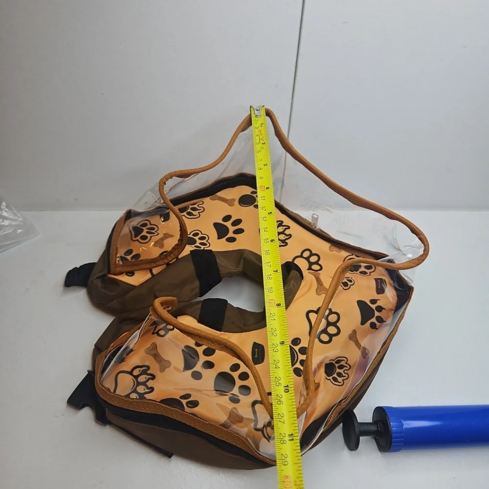 Pet Recovery Collar With Pump with Paw Print Design